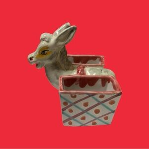 Cute little donkey, planter, toothpick holder, pen holder, etc. Made in Italy.